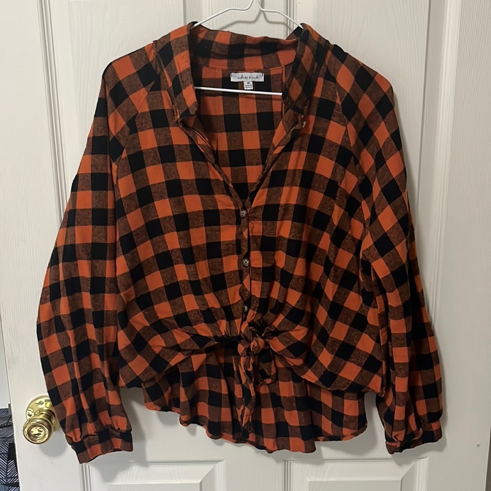 White Birch Orange Plaid.